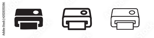 Tableau sur toile Printer icons in solid, bold, and thin outline styles for office, business, and document printing