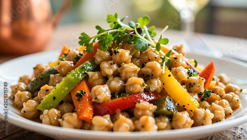 Trinidadian channa salad with chickpeas and vibrant bell peppers