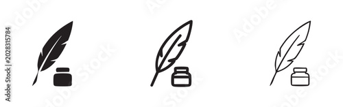 Fotografía Quill pen and inkwell icon set