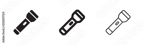 Bild auf Leinwand Flashlight or torch icon set, vector illustration for light, illumination, and emergency tools