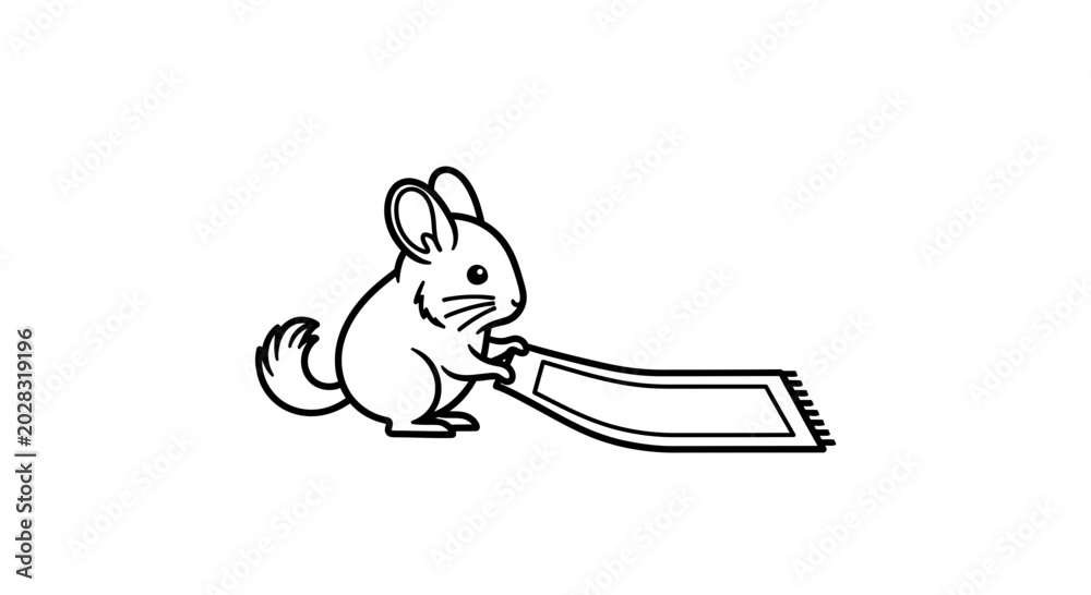 Fototapeta premium Cute Chinchilla Unrolling a Magic Carpet, Fantasy Animal Illustration