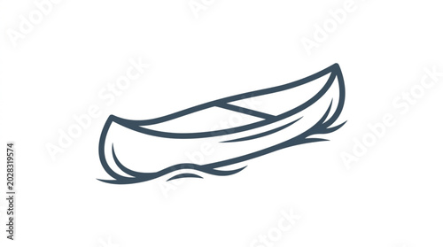 Foto Simple Outline Drawing of a Canoe on Water.