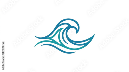 Tableau sur toile Stylized Blue Ocean Wave Icon.