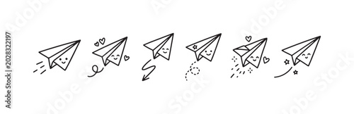 Charming Doodle Paper Airplanes with Different Flight Paths and Decorations