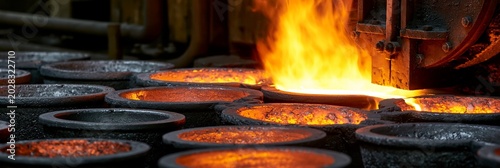 Industrial setup showing induction furnace operating near graphite crucible molds capturing the heatresistant crucible production for molten metal applications.