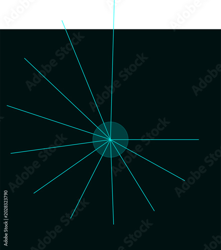 Tableau sur toile Abstract teal geometric lines radiating from a central circular focal point on d