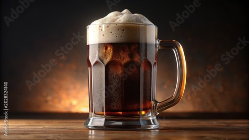 Foamy root beer in classic mug isolated