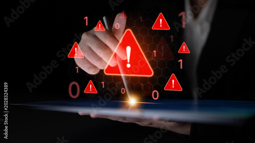 Schilderij op canvas Concept of a critical security warning and system error
