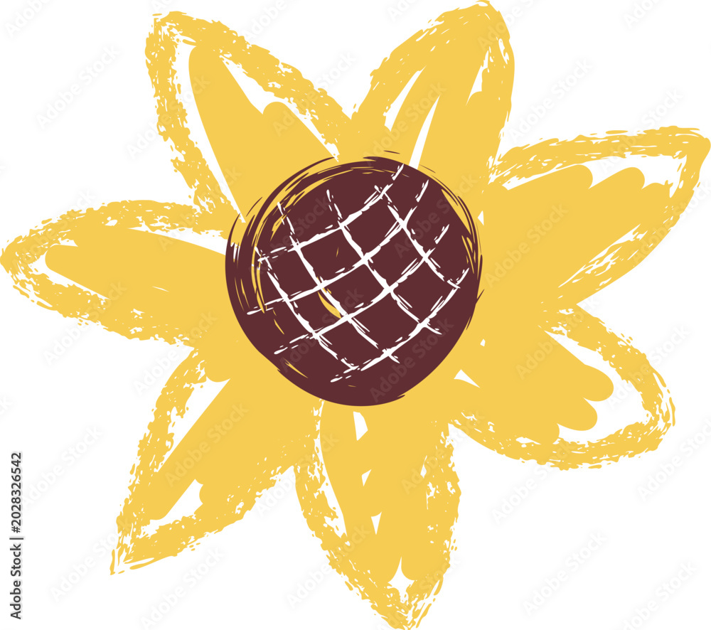 Fototapeta premium Sunflower Sketch Crayon Style