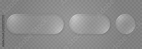 Foto Set of rounded glass elements in different shapes in glassmorphism style