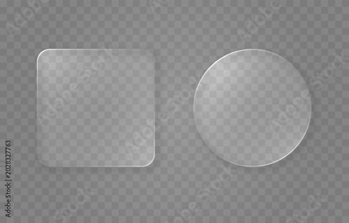 Set of glass elements in different shapes in glassmorphism style. Liquid glass effect PNG. Glass panels with liquid glass effect.