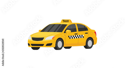 Schilderij op canvas yellow taxi car illustration on a white background