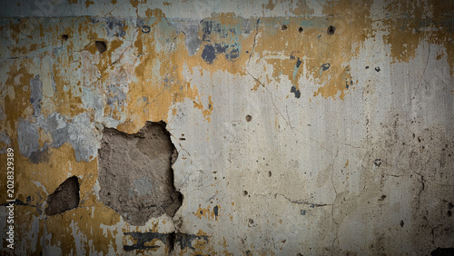 Tableau sur toile Old Weathered Wall with Peeling Paint and Cracked Surface