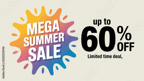 Tableau sur toile mega summer sale advertisement with sunburst graphic and discount offer on cream