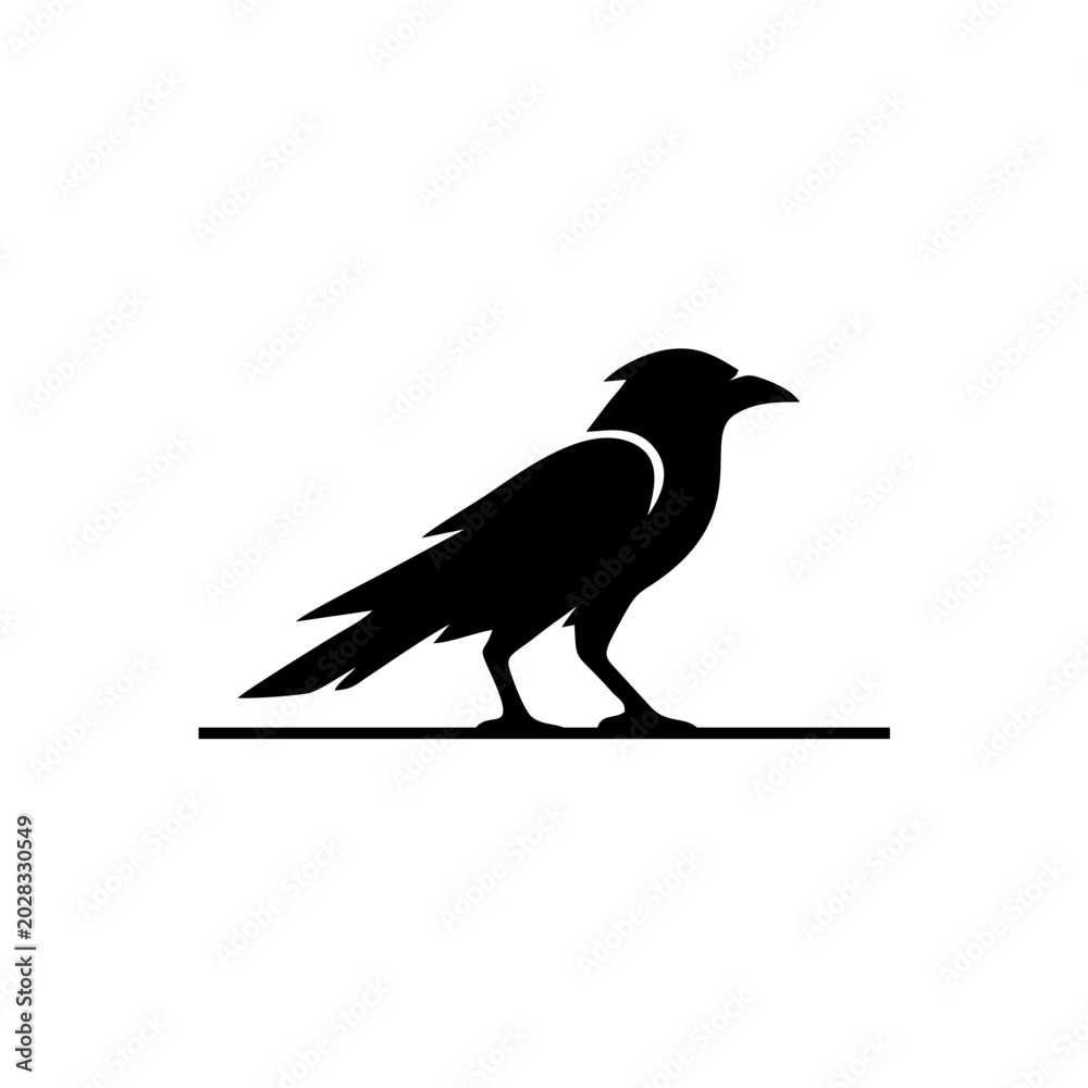 Fototapeta premium Black silhouette of a raven.