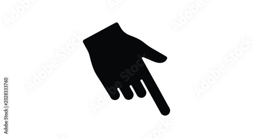 Bild auf Leinwand Black hand pointing down silhouette against a white background silhouette
