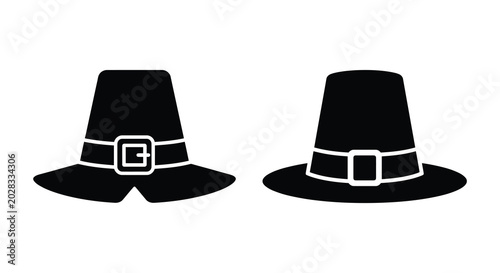 Foto Two pilgrim hats with belt detail in black silhouette