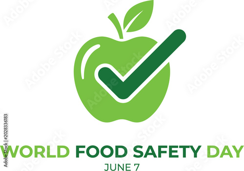 Green apple icon with a checkmark representing the annual global event for world food safety