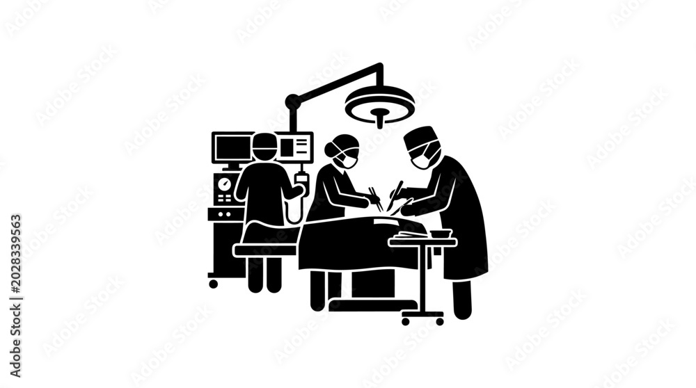Fototapeta premium Doctors performing surgery on patient.