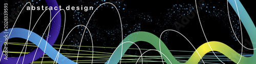 Fotografie abstract futurism style banner with yellow-green gradient line on black background