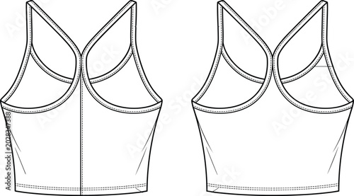 Tableau sur toile Women Sleeveless Tank Top Front and Back View Fashion Illustration for Casual Ap
