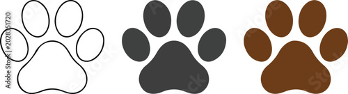 Billede på lærred Minimalist animal paw print vector illustration set featuring line outline solid