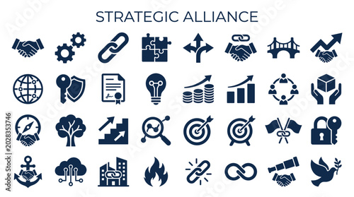 Konstfotografi Strategic alliance concept icons representing partnership collaboration growth i