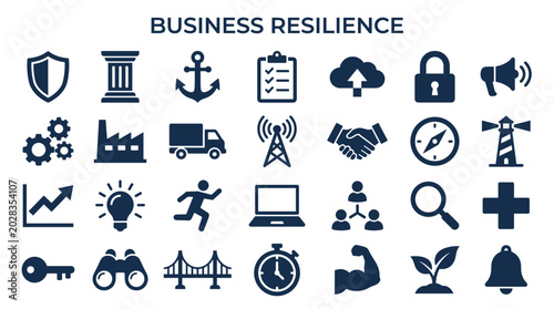 Photos Business resilience icons concept for success and security with stability in cha