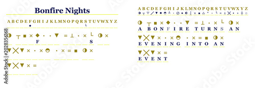 Schilderij op canvas Cryptogram for Bonfire Nights with solution included