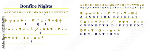 Tableau sur toile Bonfire Nightsthemed cryptogram with answer isolated on transparent background