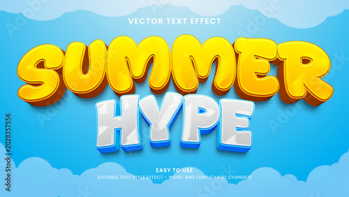 summer hype editable text effect 3d vector