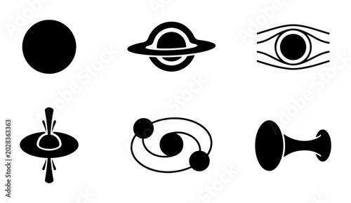 Tableau sur toile Cosmic Icons: Black Hole, Galaxy, Nebula, Planet, Celestial Body Icons