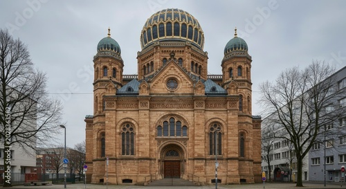 Front facade of New Synagogue Berlin street level.
