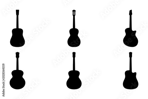 Foto Acoustic Guitar Silhouettes, Musical Instrument Icons, Vector Graphics for Music