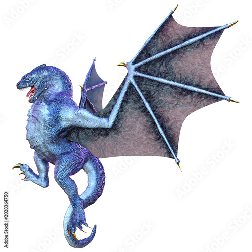 3D Rendering Fairy Tale Dragon on White