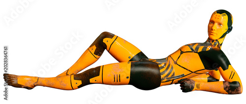 3D Rendering Male Robot on White
