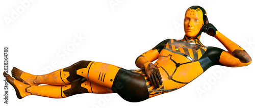 3D Rendering Male Robot on White