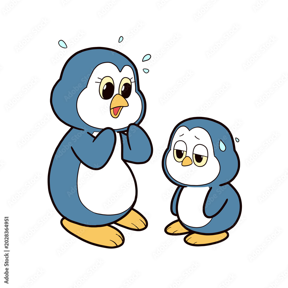 Fototapeta premium mother and baby penguins are talking