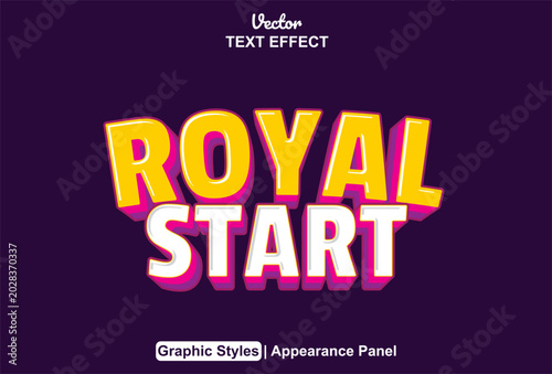 Text effect editable royal start graphic vector design template for your projects.