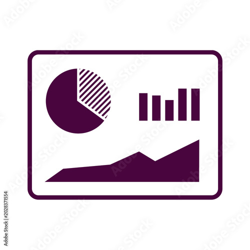 Data analysis icon with pie chart bar graph and line graph isolated on transparent background