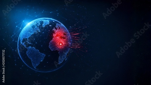 Global Cyber Attack Earth Digital Network Warning Concept