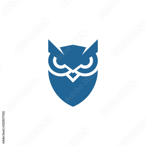 Fotografie Wise Owl Emblem - A Symbol of Knowledge and Protection in Blue
