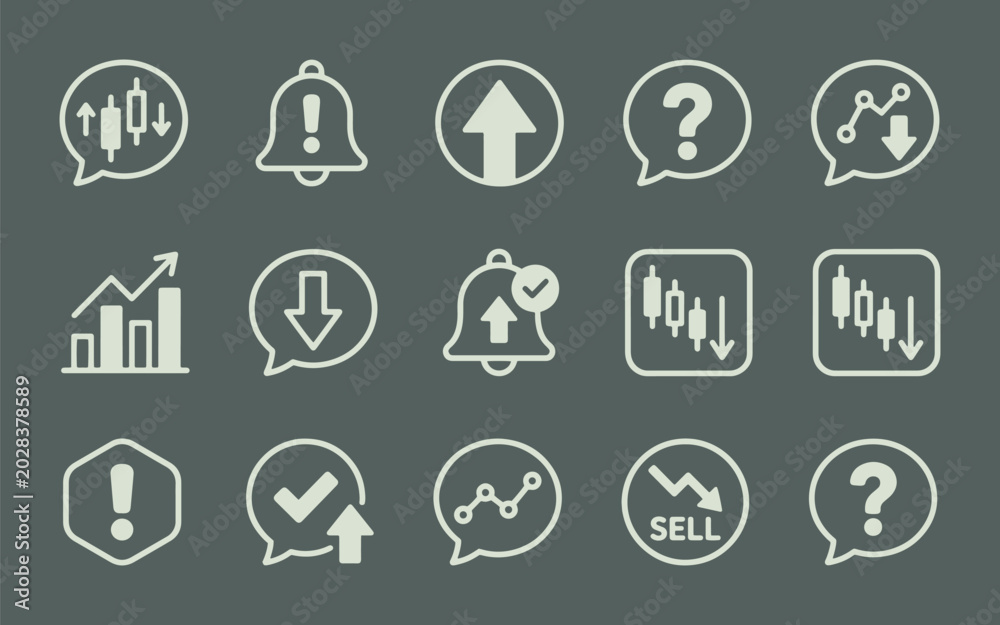 Fototapeta premium Collection of flat business icons representing finance alerts growth and data analysis concepts