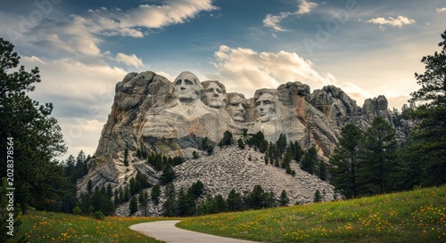 Mount Rushmore National Memorial carved into South Dakota granite.