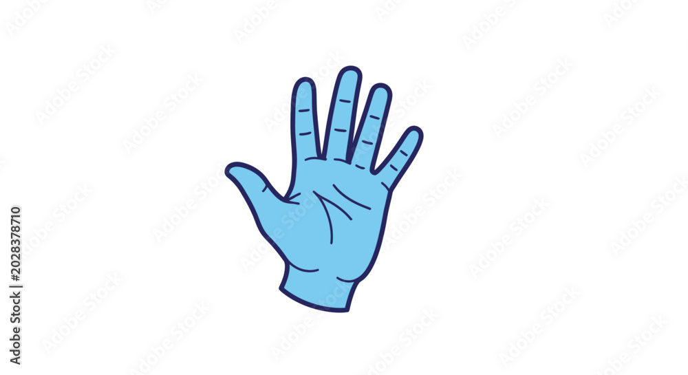 Fototapeta premium a blue hand with five fingers.
