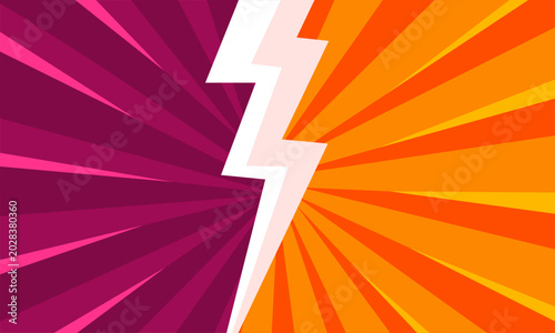 Tableau sur toile Dynamic lightning bolt symbolizing clash and competition.