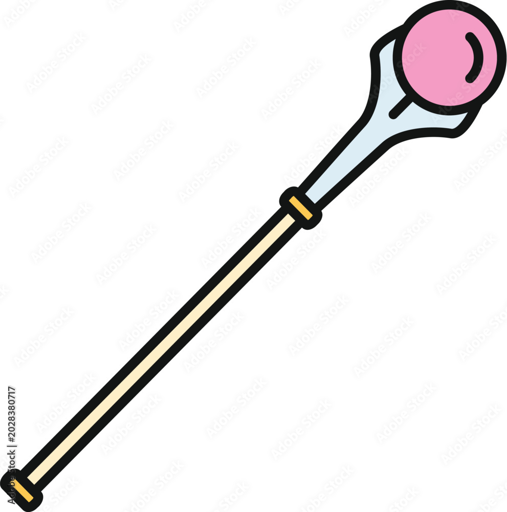 Fototapeta premium Magic staff with a pink glowing orb, ideal for fantasy and rpg game icons