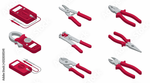 Slika na platnu A set of red handled pliers and wire cutters.