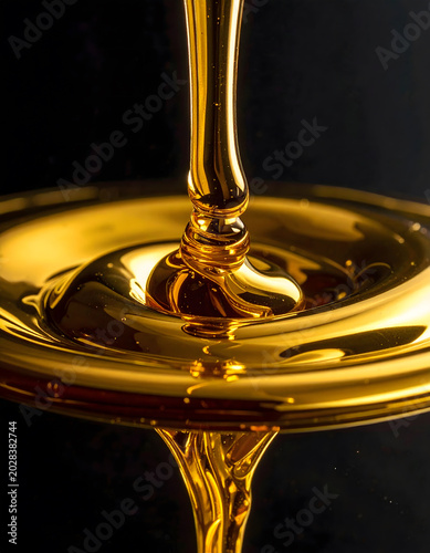 Satisfying Liquid Gold Loop: Macro cinematic shot of flowing liquid gold forming seamless, luxurious, and peaceful abstract wave design with glowing metal texture