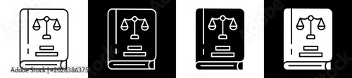 Bild auf Leinwand Law Book Icon Black And White Vector Illustration.